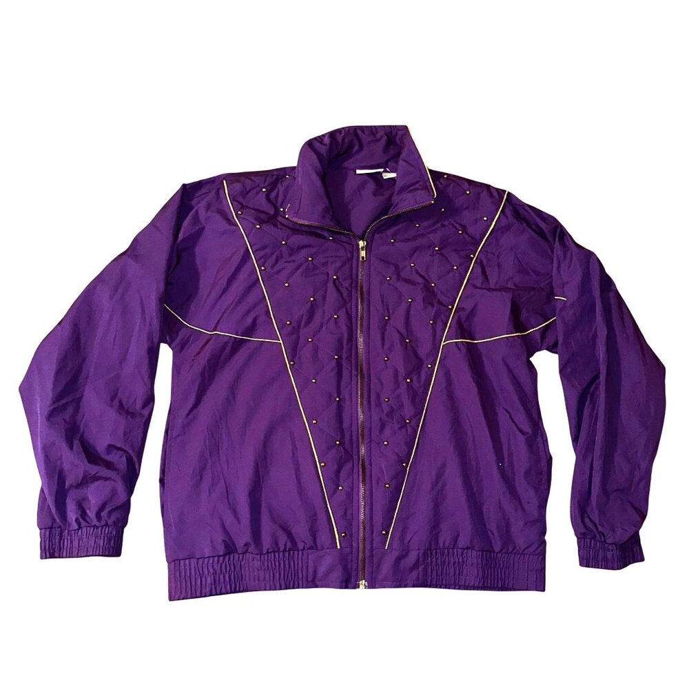 Vintage 80s Blair Boutique Purple Studded Windbreaker Jacket Womens Size Medium